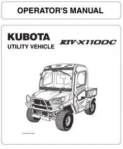 Kubota RTV-X1100C Operators Manual Part #K7731-71211