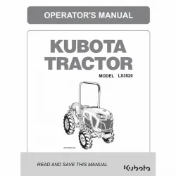 Kubota #6F100-63112 LX3520 Narrow Tractor Operator's Manual