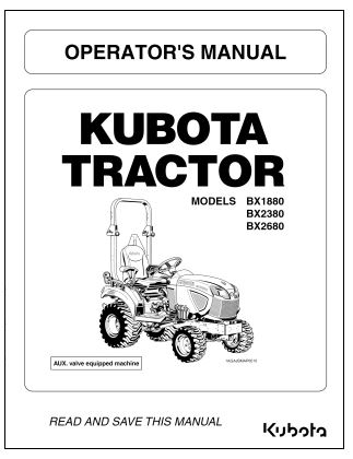 Kubota #K2871-71310 BX1880 BX2380 BX2680 Operator's Manual