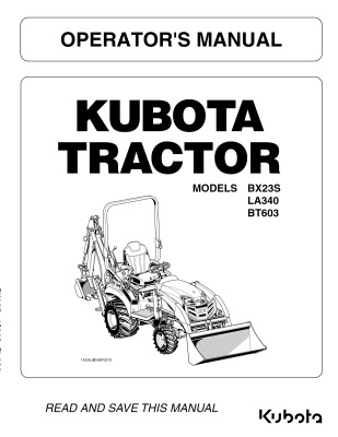 Kubota #K2892-71212 BX23S Operators Manual