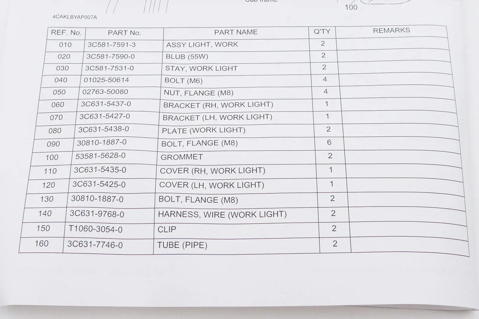 Image 3 for #M7964 FRONT WORK LIGHT KIT FOR  CAB