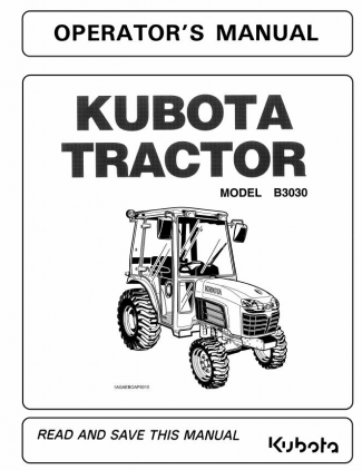 Kubota #6C230-63110 B3030 (Cab Supplement) Operators Manual