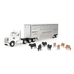 General #47362 1:32 Freightliner 122SD Semi w/ Livestock Trailer & Cattle