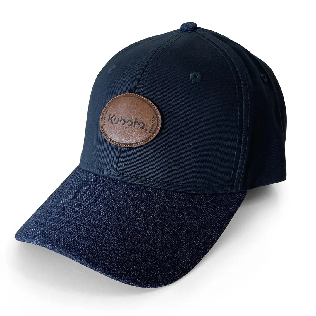 Image 1 for #C22-09384 Kubota Navy Denim Leather Patch Cap