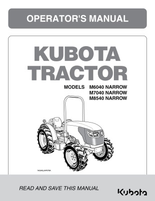 Kubota #3C471-99715 M6040 M7040 M8540 Narrow Operators Manual