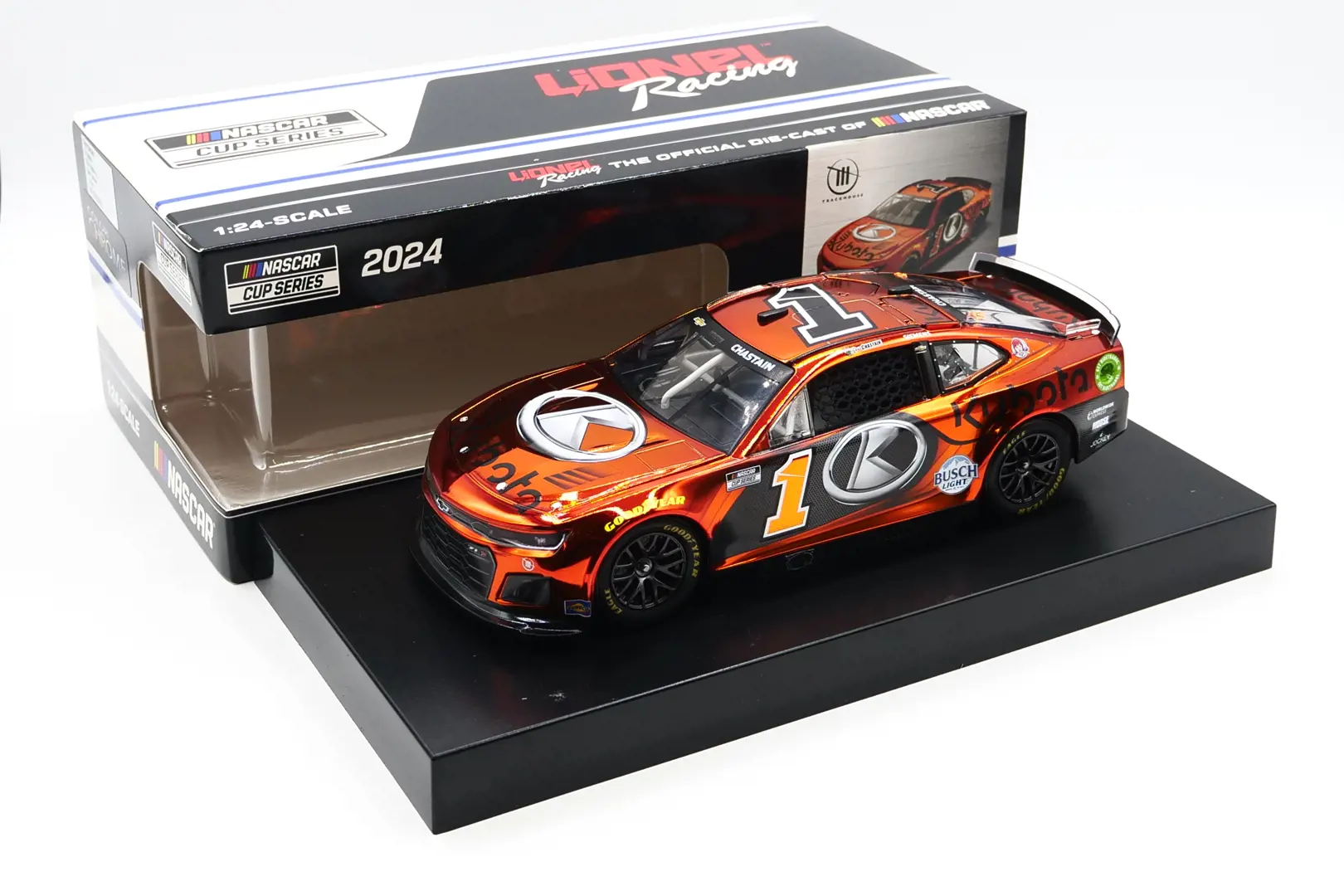 Image 1 for #CX12423KUBRZCL 1:24 Ross Chastain 2024 Kubota Color Chrome ARC Diecast