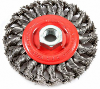 Forney #F72759 Wire Wheel Knotted, 4" x .020" x 5/8"-11 Arbor