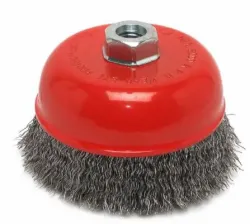 Forney #F72754 Cup Brush, Crimped, 5 in x .014 in x 5/8 in-11 Arbor
