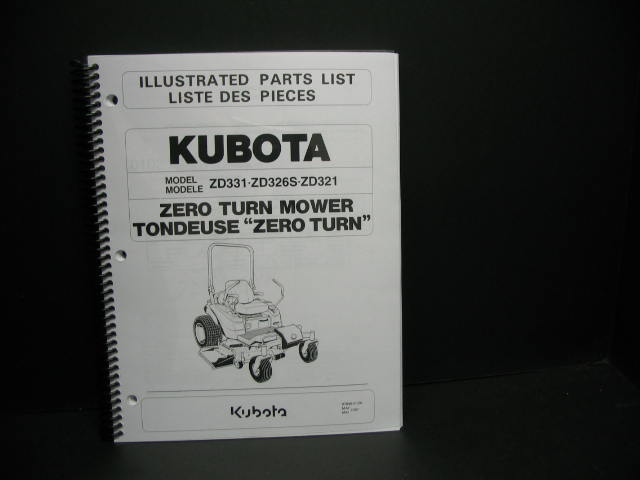 Kubota #97898-41791 ZD321,ZD326 Parts Manual