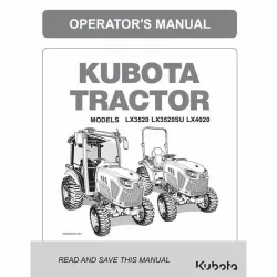 Kubota LX3520 LX3520SU LX4020 CAB & ROPS Operator's Manual Part #6F170-63113