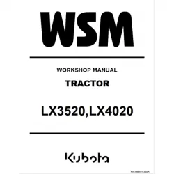 Kubota #9Y111-26840 LX3520 LX4020 CAB & ROPS Workshop Manual