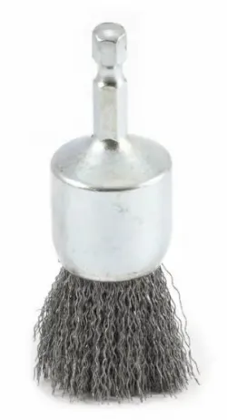 Forney #F72738 End Brush Crimped, 1" x .008" x 1/4" Round Shank