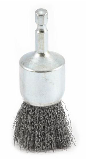 Forney #F72738 End Brush Crimped, 1" x .008" x 1/4" Round Shank