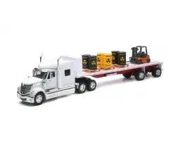 New-Ray Toys #10193B  1:32 International Lonestar Flatbed W/ Toxic Barrels & Forklift