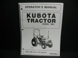 Kubota #32701-62914 B20 Operators Manual