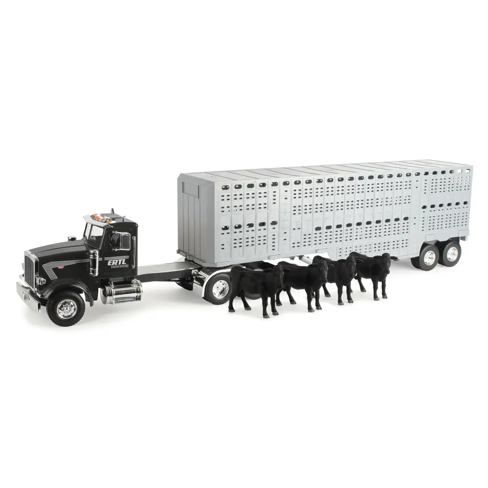 Image 1 for #47600 1:16 Big Farm Peterbilt Semi w/ Livestock Trailer & Cows