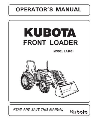 Kubota #75565-69113 LA1001-1 Front Loader Operators Manual 