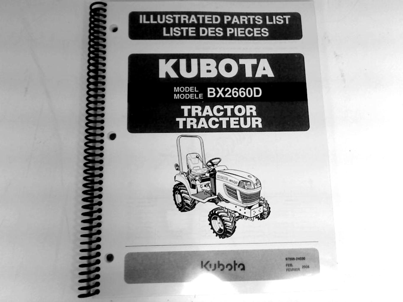 Kubota #97898-24030 BX2660D Parts Manual