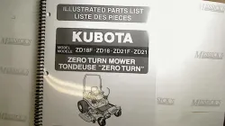 Kubota #97898-41347 ZD18/ZD21 Parts Manual