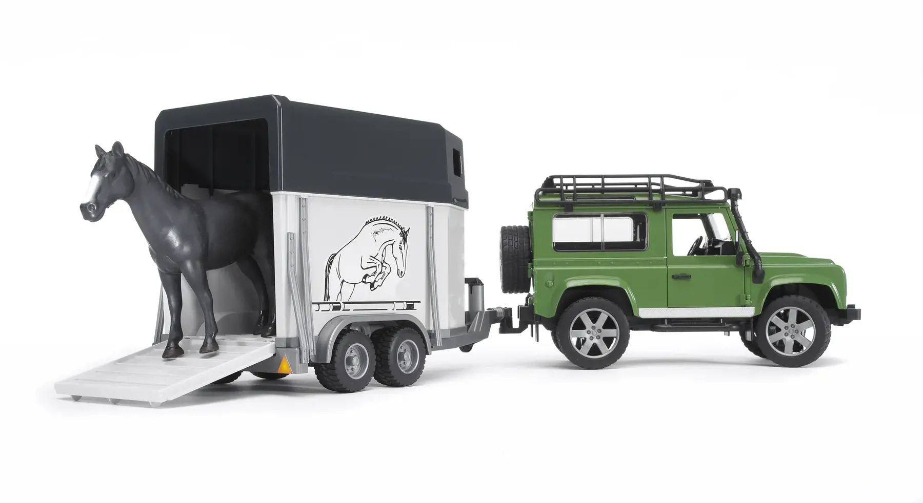 Image 2 for #02592 1:16 Land Rover Defender w/ Horse Trailer & Horse