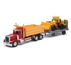 New-Ray Toys #SS-10673 1:32 Peterbilt Single Dump Truck W/ Wheel Loader