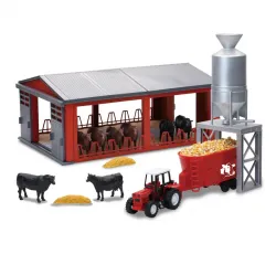 New-Ray Toys #SS-05155A 1:32 Cattle Farm W/ Shed & Feeding Silo Playset