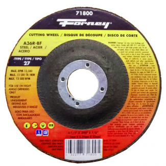 Forney #F71800 Cut-Off Wheel, Metal, Type 27, 4-1/2" x .090" x 7/8"