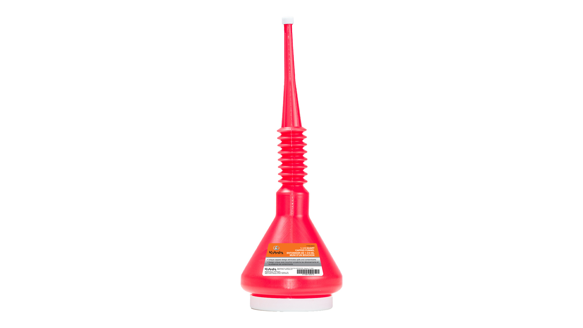 Image 1 for #77700-03373 Capped Funnel, 1-1/2 Qt., 5/8" Spout - Red