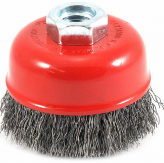 Forney #F72755 Cup Brush, Crimped, 2-3/4 in x .014 in x 5/8 in-11 Arbor