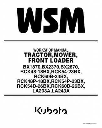 Kubota #9Y111-08553 BX1870D BX2370D & BX2670D Shop Manual
