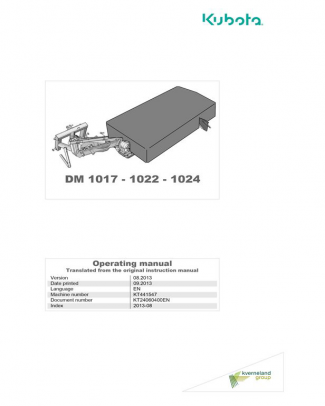 Kubota #A132510740 DM1017 DM1022 DM1024 Operator's Manual