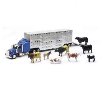 New-Ray Toys #SS-15365D 1:43 Livestock Truck W/ Farm Animals Set