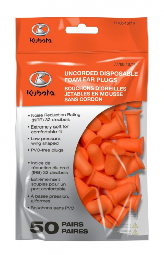 Kubota #77700-10716 Uncorded Disposable Foam Ear Plugs