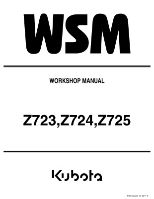 Kubota #9Y111-09503 Z723 Z724 Z725 Work Shop Manual