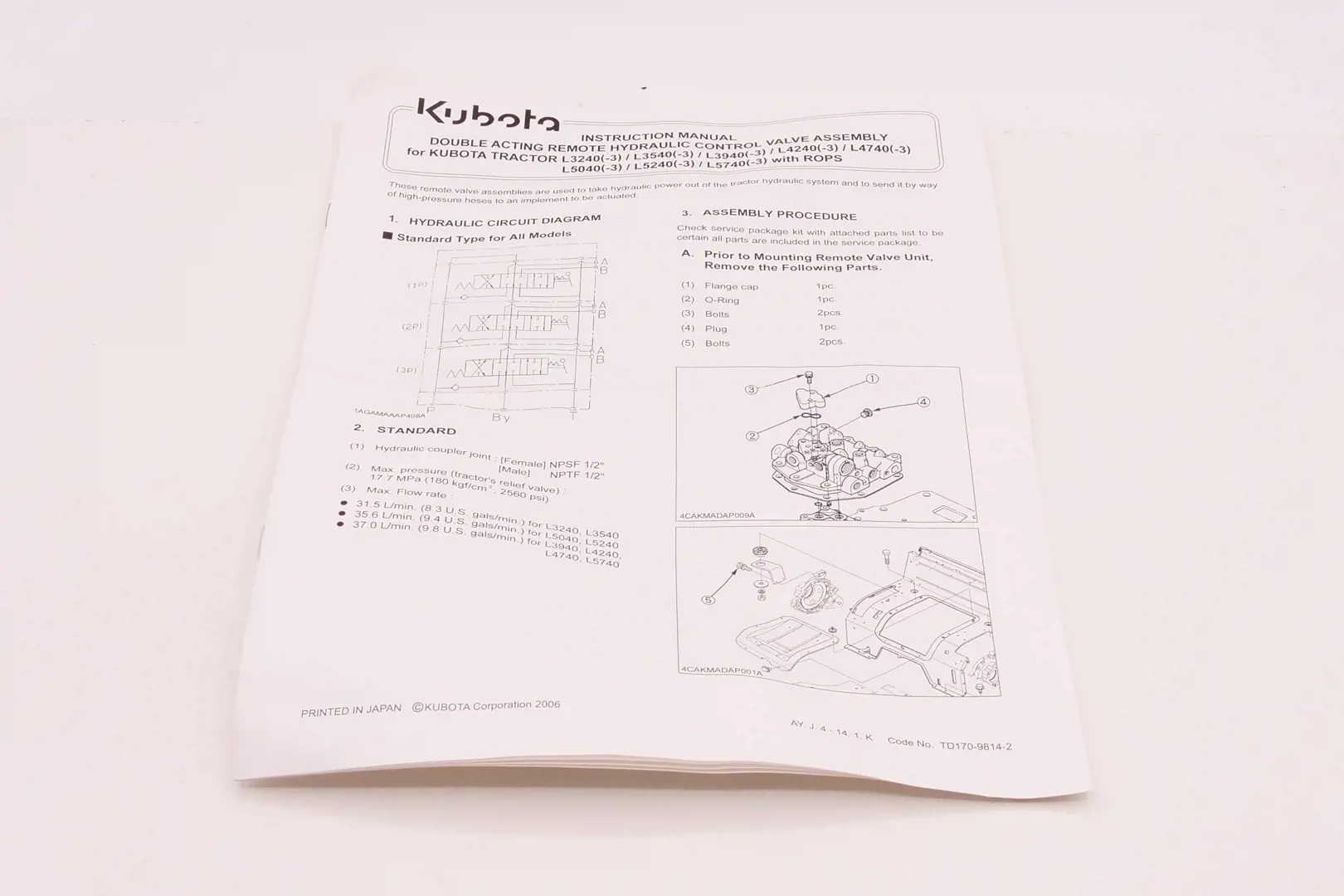 Image 4 for #L8335V 1st Position Rear Remote - Grand L40 Series ROPS