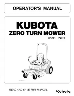 Kubota #K3001-71224 Z122R Operator's Manual