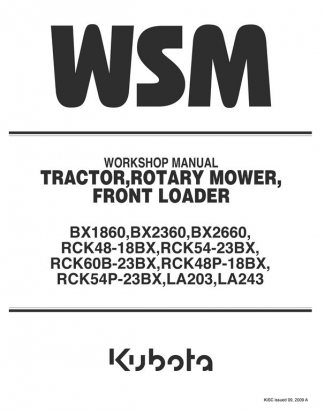 Kubota #9Y111-01952 BX1860/BX2360/BX2660 Shop Manual