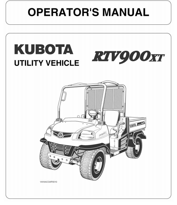 Kubota #K7501-71213 RTV900XT Operator's Manual