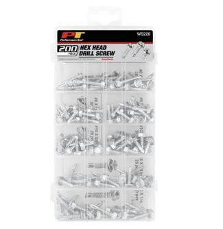 Automotive Supplies #PERFW5220 Performance Tool Hex Head Drill Screw Set - 200pc