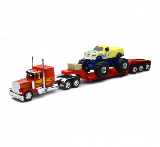 New-Ray Toys #SS-11263A 1:32 Peterbilt Lowboy W/ Monster Truck
