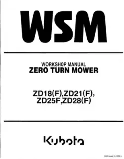 Kubota #9Y021-15062 ZD18F ZD21F ZD25F ZD28F Work Shop Manual