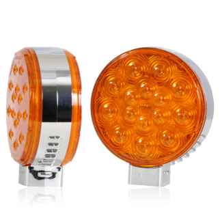 Maxxima Lighting #M42341Y/Y Chrome Round Amber Pedestal Light - Single Unit